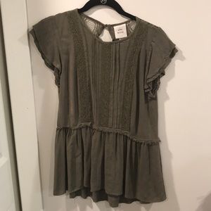 Olive green short sleeve blouse
